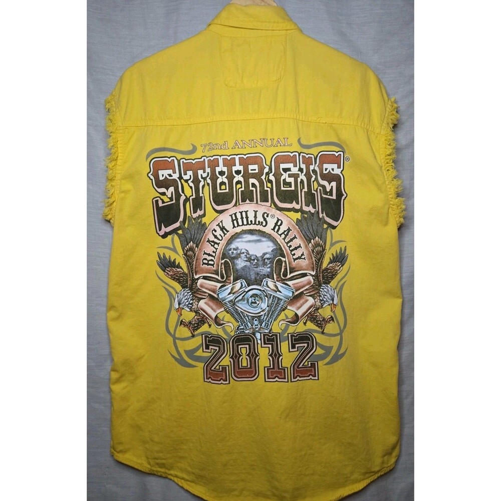 Sturgis 2012 Black Hills Rally Cut Off Sleeve Shirt Lg Bikerwear 100% Cotton